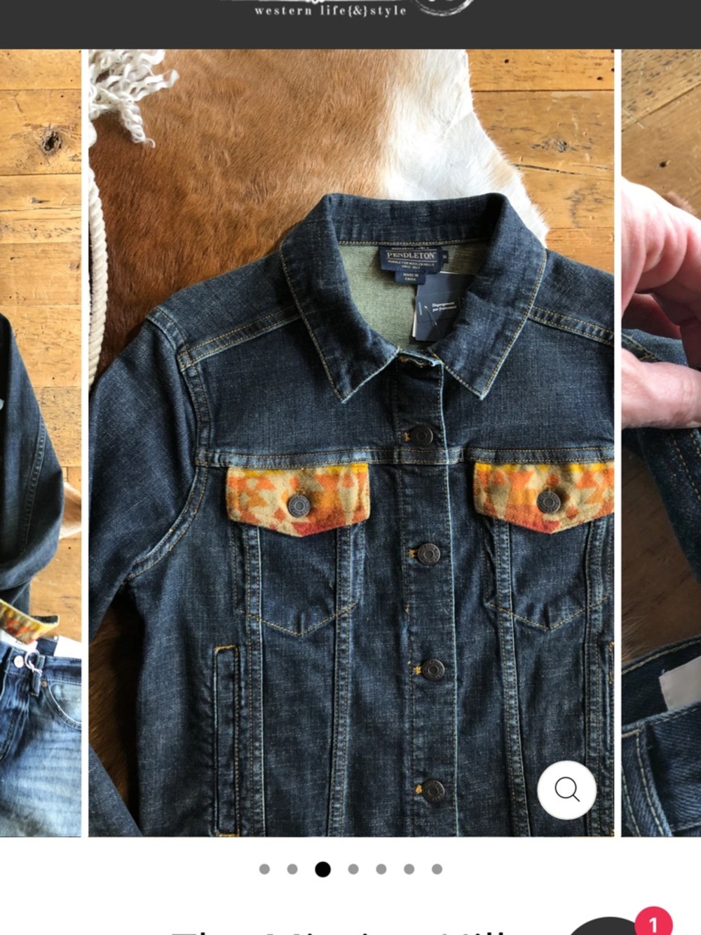 Pendleton Denim Jacket with Blue Denim and Orange Wool Accents